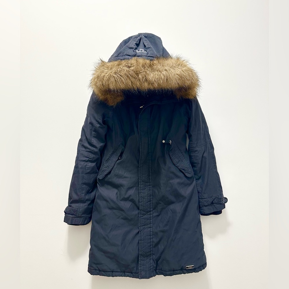 TNA ASPEN LONG PARKA WITH 100% WOOL HOOD TRIM